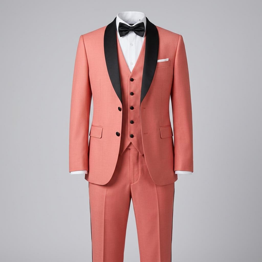 Salmon Three Piece Tuxedo Suit