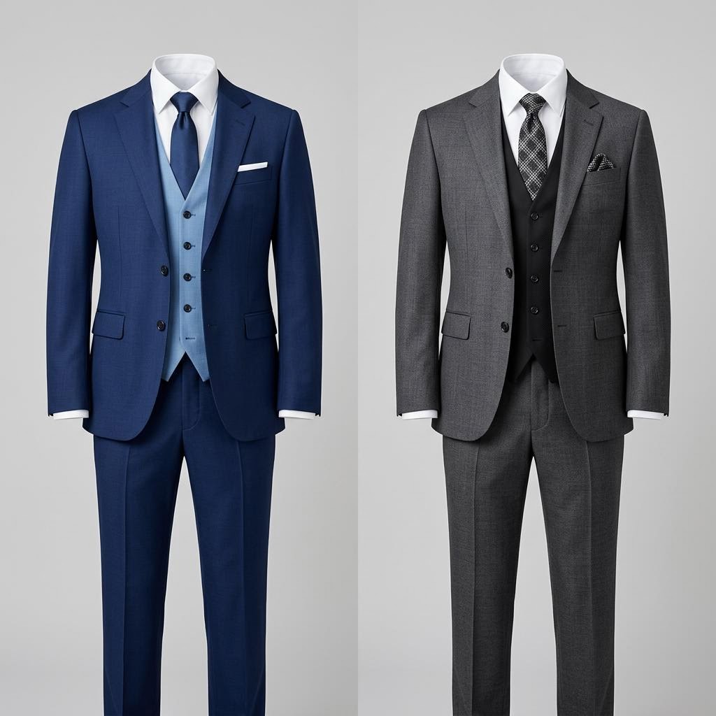Saphire Two Piece Suit with a Sky-Blue waistcoat