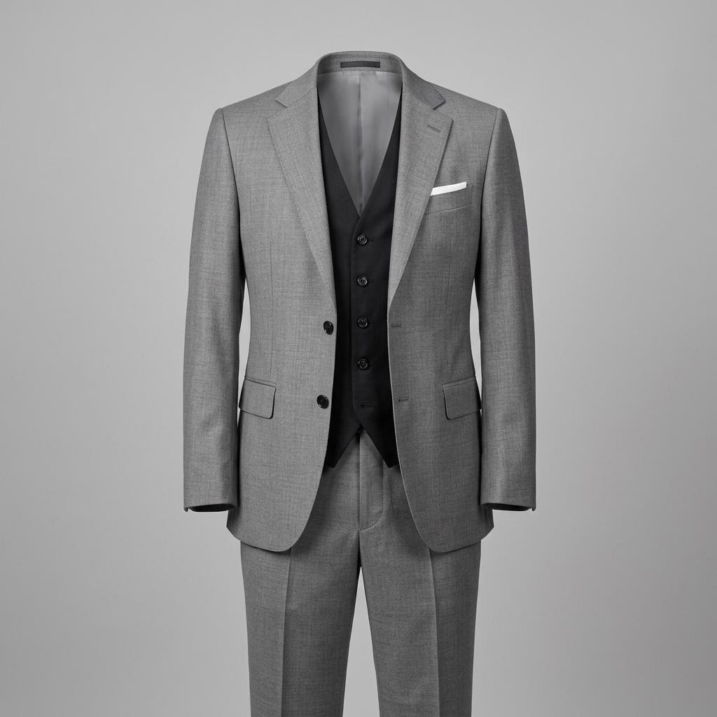 Ash Two Piece Suit with Royal Black Waistcoat
