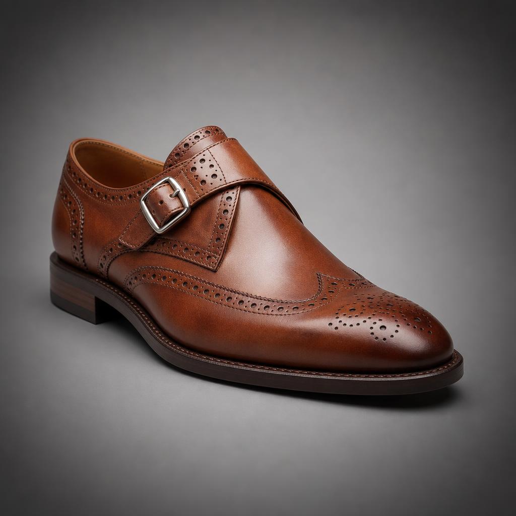 Brown Brogue Monk Strap