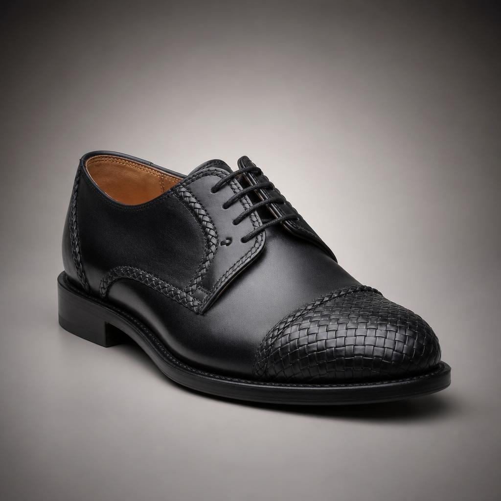 Black Braided Toe Cap Derby