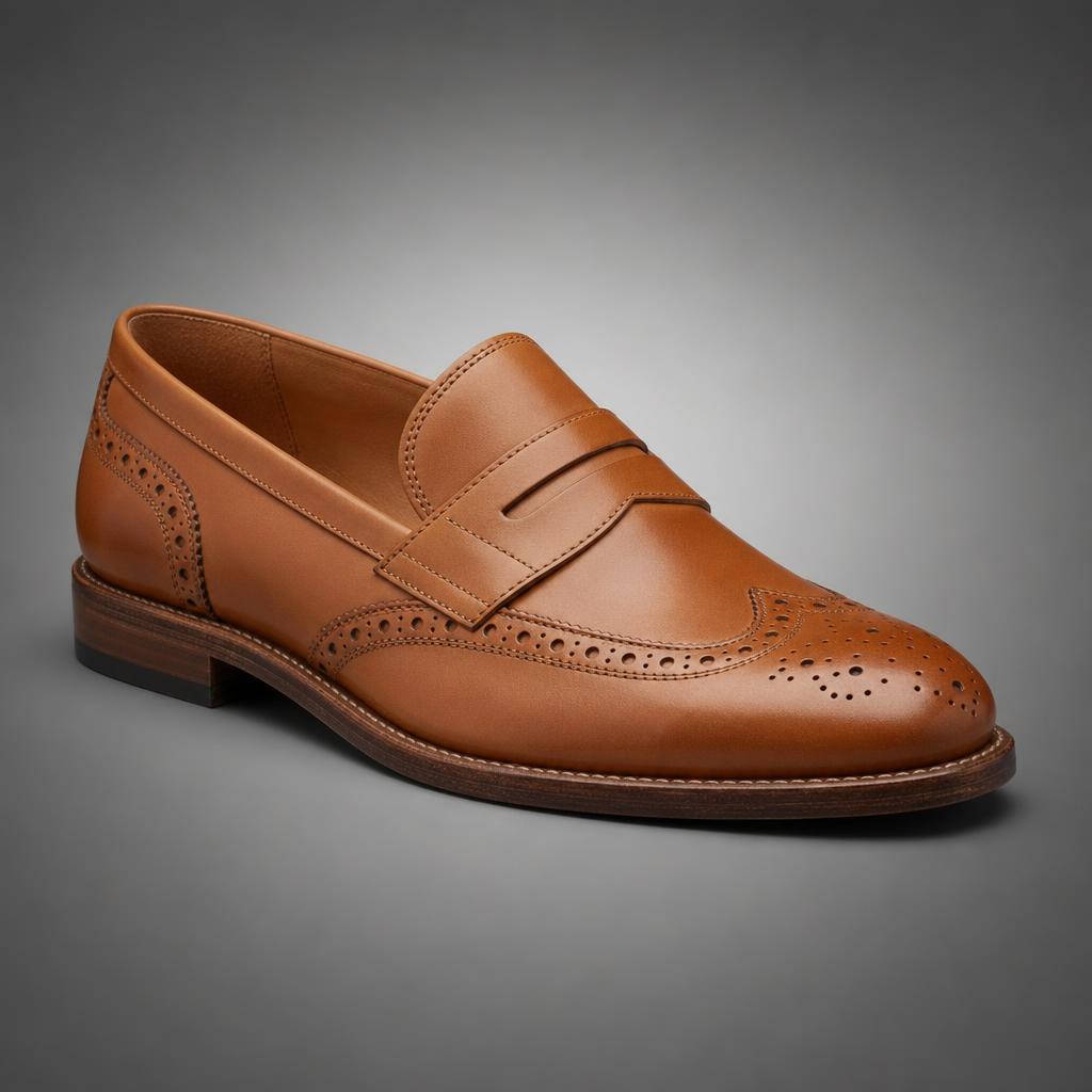 Punched Wingtip Penny Loafer
